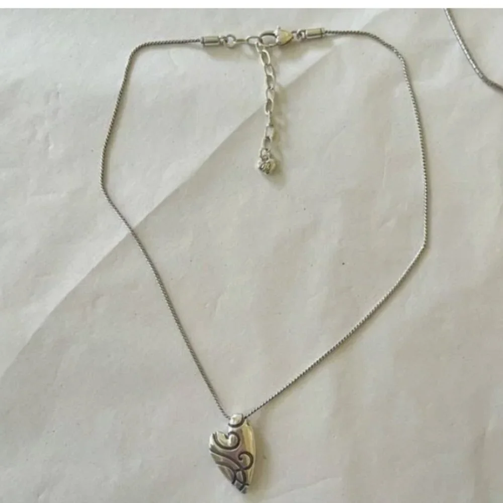 BRIGHTON Necklace: Give It a Swirl silver heart pendant necklace - Picture 3 of 4